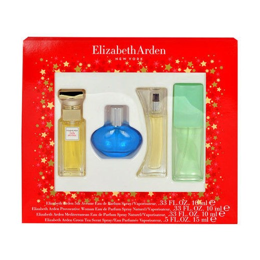 Elizabeth Arden Mini Set W Zestaw perfum Edp 10ml 5th Avenue + 10ml edp Provocative Woman + 10ml edp Mediterranean + 15ml edp Green Tea e-glamour czerwony mini