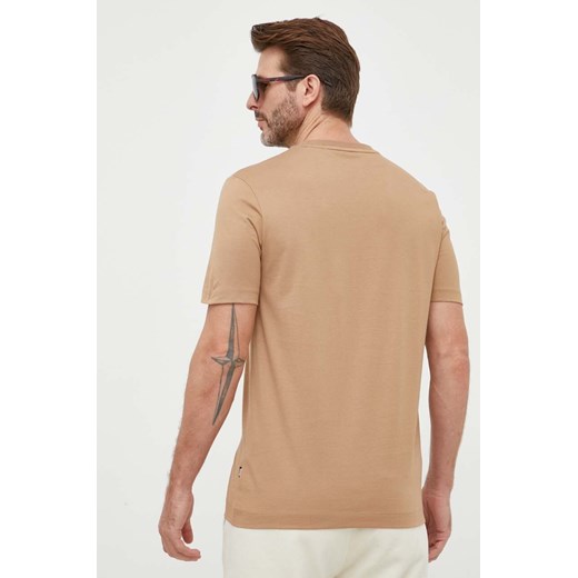 BOSS t-shirt bawełniany kolor beżowy gładki XXL ANSWEAR.com