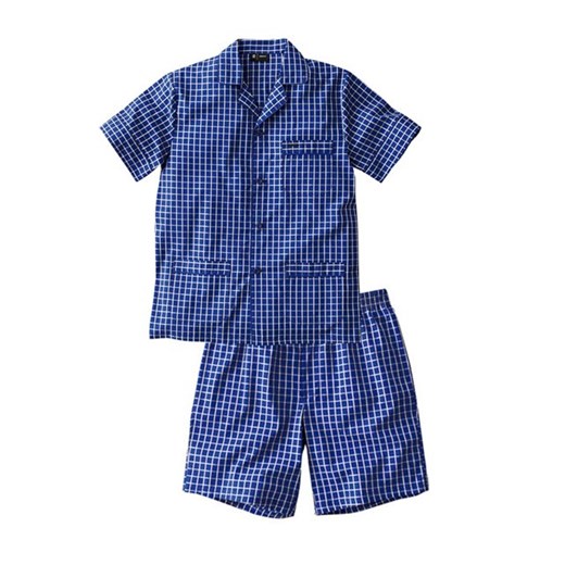 Piżama w kratkę, z krótkimi spodenkami, z popeliny la-redoute-pl niebieski bawełna