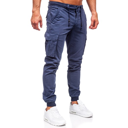 Niebieskie spodnie jeansowe joggery bojówki męskie Denley ZK7812 XL Denley okazja