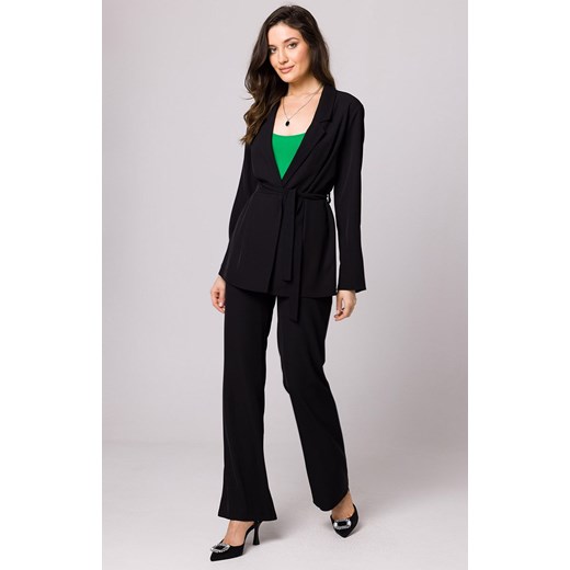 Spodnie z wysokim stanem w kolorze czarnym K162, Kolor czarny, Rozmiar L, makover ze sklepu Primodo w kategorii Spodnie damskie - zdjęcie 155796593