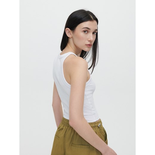 Krótki top bez rękawów biały - Biały House XS House