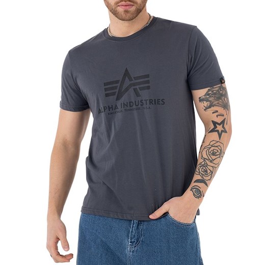 Koszulka Alpha Industries Basic T-shirt 100501412 - szara ze sklepu streetstyle24.pl w kategorii T-shirty męskie - zdjęcie 155827692