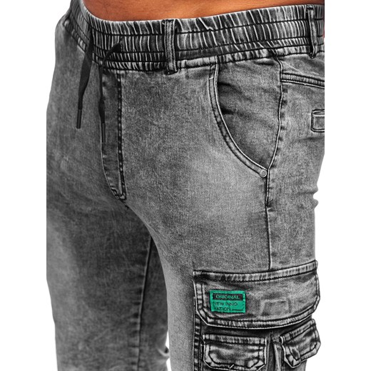 Czarne krótkie spodenki jeansowe bojówki męskie Denley HY820 L okazja Denley