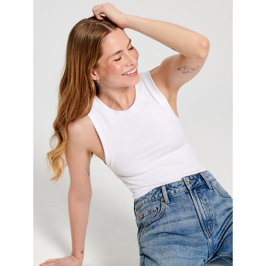 Sinsay - Jeansy straight mid waist - Niebieski Sinsay 42 Sinsay