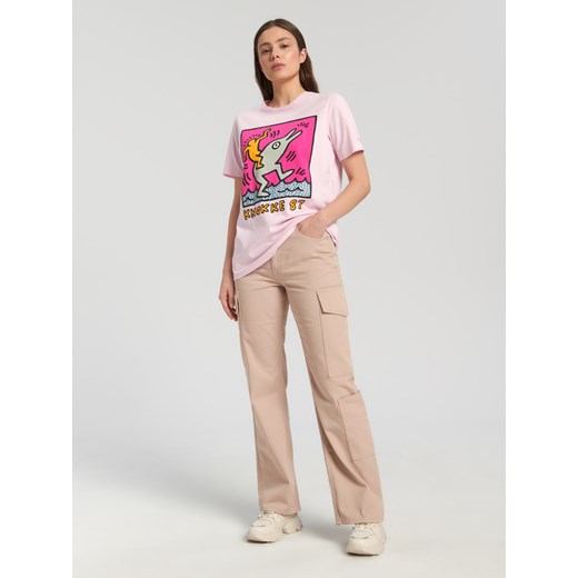 Sinsay - Jeansy wide leg high waist - Beżowy Sinsay 36 Sinsay