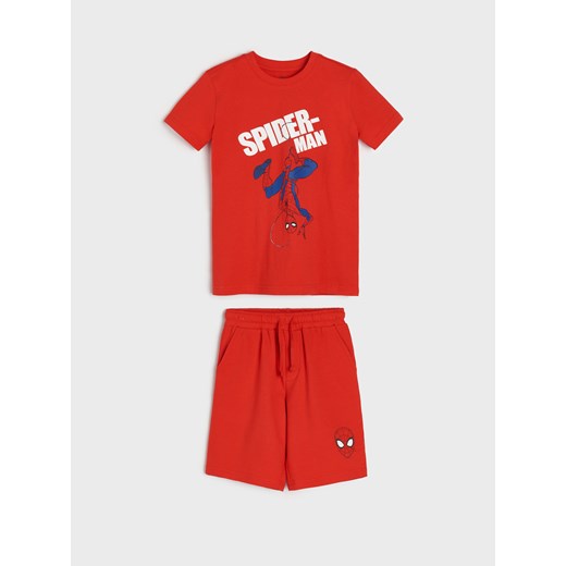Sinsay - Komplet: koszulka i szorty Spiderman - Czerwony Sinsay 98 Sinsay