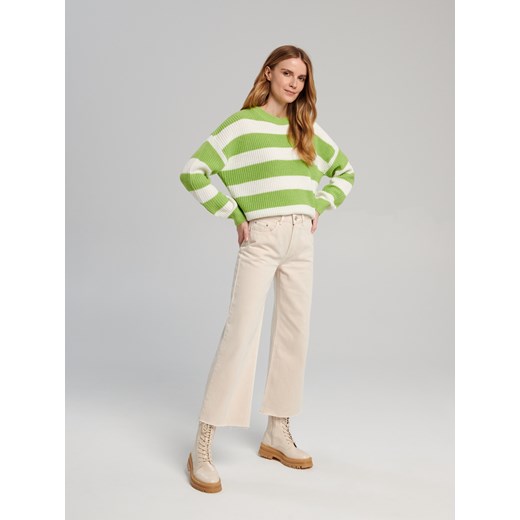 Sinsay - Sweter oversize w paski - Zielony Sinsay XL okazja Sinsay