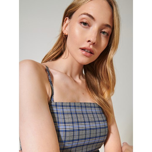 Sinsay - Sukienka mini w kratę - Niebieski Sinsay M okazyjna cena Sinsay