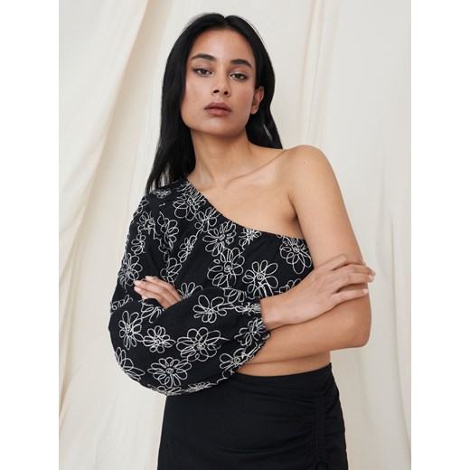 Bluzka damska Sinsay z okrągłym dekoltem z długimi rękawami 