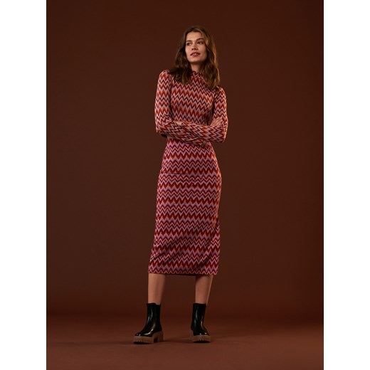 Bluzka damska czerwona Sinsay z długim rękawem z okrągłym dekoltem 