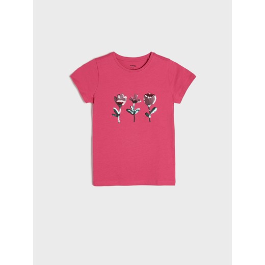 Sinsay - Koszulka z cekinami - Różowy Sinsay 98 Sinsay