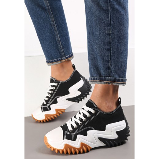 Czarne Sneakersy na Platformie z Wypustkami Zegrer Renee 40 okazja renee.pl