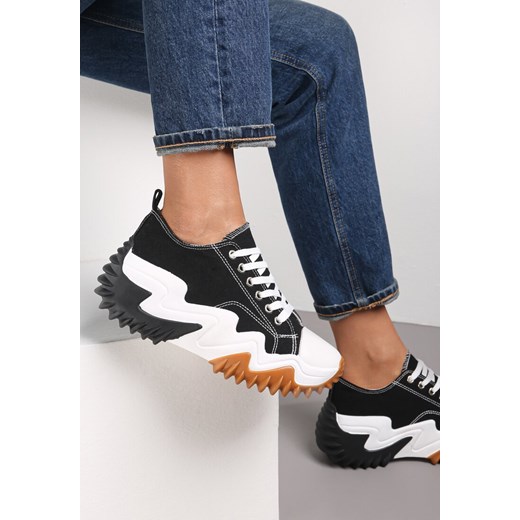 Czarne Sneakersy na Platformie z Wypustkami Zegrer Renee 39 renee.pl wyprzedaż
