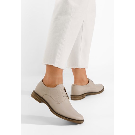 Beżowe oxfordy damskie skórzane Otivera Zapatos 35 okazja Zapatos