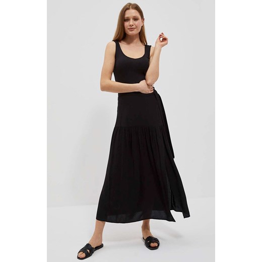 Wiskozowa spódnica z rozcięciem w kolorze czarnym 4012, Kolor czarny, Rozmiar XS, Moodo ze sklepu Primodo w kategorii Spódnice - zdjęcie 155947464