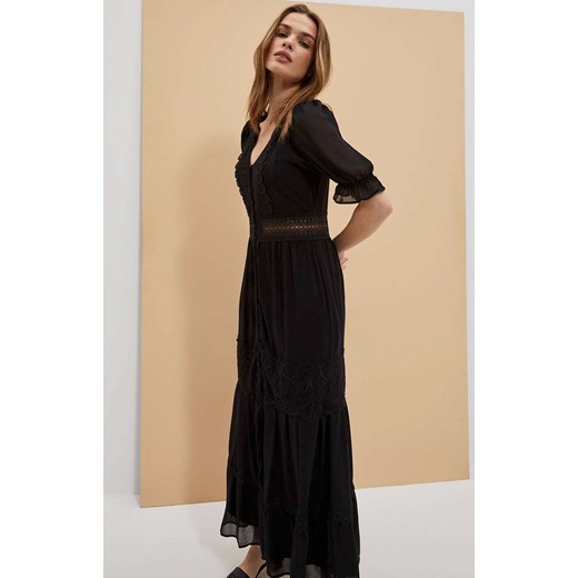 Sukienka boho z koronką w kolorze czarnym 4054, Kolor czarny, Rozmiar XS, Moodo M Primodo