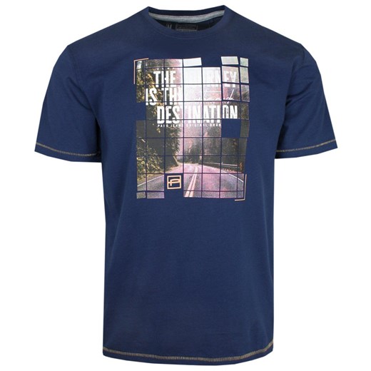 T-shirt Bawełniany Granatowy z Krótkim Rękawem, Męski z Nadrukiem, U-neck -PAKO JEANS TSPJNSDRIVEgr ze sklepu JegoSzafa.pl w kategorii T-shirty męskie - zdjęcie 155952542