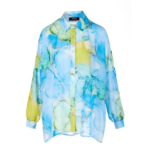 Koszula w kolorze niebieskim ze wzorem onesize wyprzedaż Limango Polska