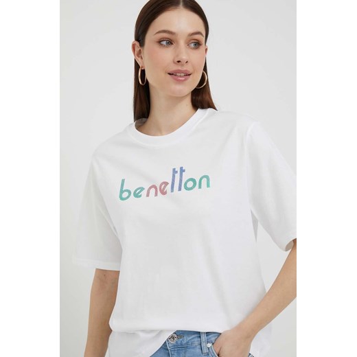United Colors of Benetton t-shirt bawełniany kolor biały United Colors Of Benetton L ANSWEAR.com