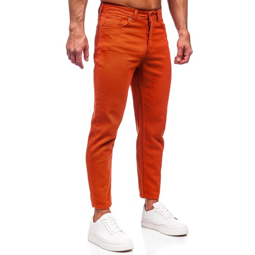 Pomarańczowe spodnie materiałowe męskie Denley GT 34/L okazja Denley