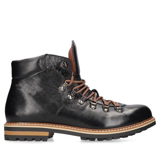 Czarne trzewiki męskie skórzane Olivier, Konopka Shoes Conhpol 39 wyprzedaż Konopka Shoes