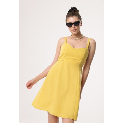 Żółta Sukienka Chasse M okazyjna cena Born2be Odzież