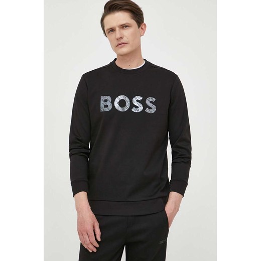 BOSS bluza BOSS GREEN męska kolor czarny z nadrukiem ze sklepu ANSWEAR.com w kategorii Bluzy męskie - zdjęcie 156000211