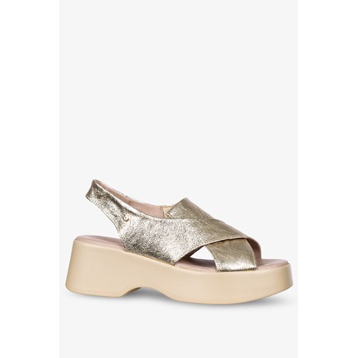 Złote sandały skórzane na platformie paski na krzyż PRODUKT POLSKI Casu 40357 Casu 37 Casu.pl okazyjna cena
