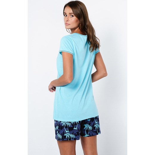 Piżama damska na krótki rękaw i krótkie nogawki Paleros, Kolor turkusowy-wzór, Rozmiar 2XL, Italian Fashion ze sklepu Intymna w kategorii Piżamy damskie - zdjęcie 156015574