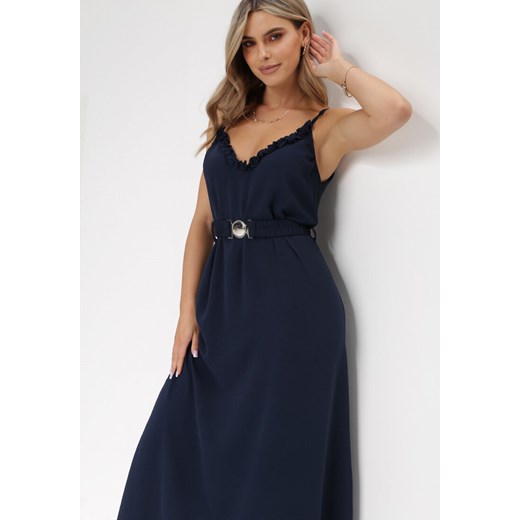 Sukienka Born2be maxi elegancka z dekoltem w literę v na ramiączkach