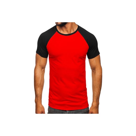 Czerwono-czarny t-shirt męski Denley 8T82 L okazyjna cena Denley