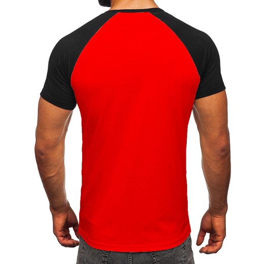 Czerwono-czarny t-shirt męski Denley 8T82 2XL promocyjna cena Denley