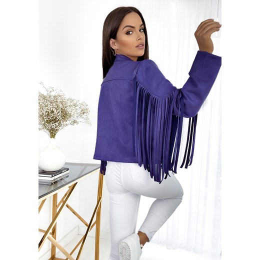 KURTKA RAMONESKA ZAMSZOWA IBIZA Z FRĘDZLAMI - FIOLETOWA New Collection UNIWERSALNY STYLOWO