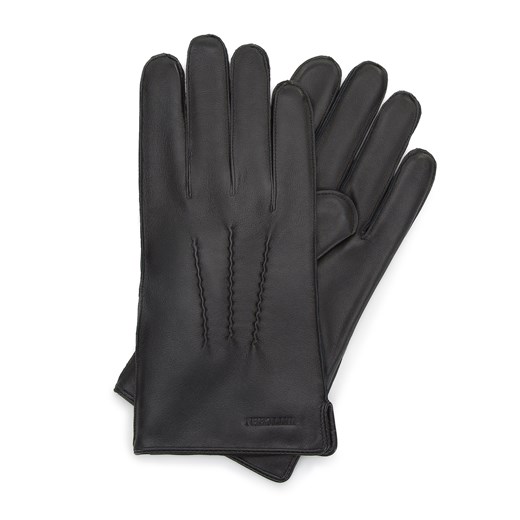 Męskie rękawiczki skórzane z marszczeniami czarne ze sklepu WITTCHEN w kategorii Rękawiczki męskie - zdjęcie 156099953