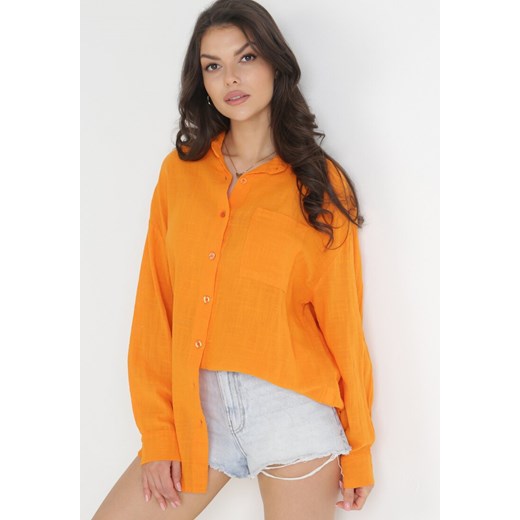 Pomarańczowa Koszula Nysheleia ze sklepu Born2be Odzież w kategorii Koszule damskie - zdjęcie 156100384