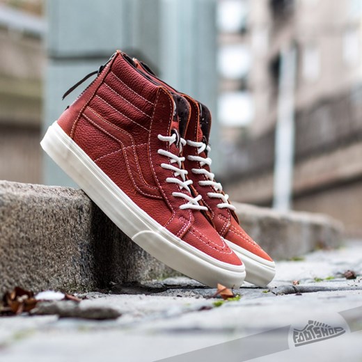 Vans SK8-HI Zip CA (Boot Leather) Henna footshop-pl czerwony Botki