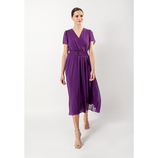 Zwiewna fioletowa sukienka z elastycznym paskiem ze sklepu Molton w kategorii Sukienki - zdjęcie 156108824