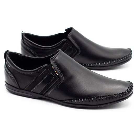KOMODO Skórzane buty męskie 711 czarne Komodo 43 ButyModne.pl