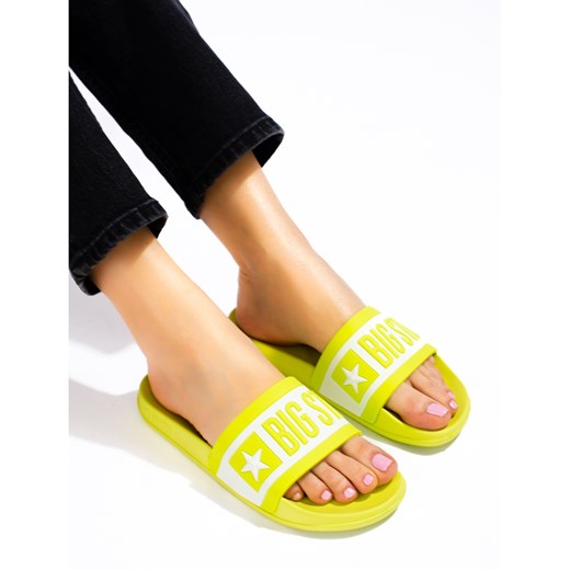 BIG STAR SHOES Klapki damskie zółte Big Star ll274742 żółte 37 ButyModne.pl