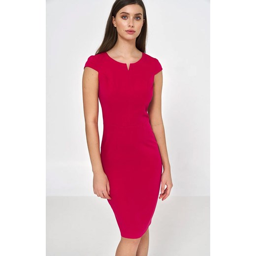 Ołówkowa sukienka za kolano w kolorze różowym S225, Kolor różowy, Rozmiar 34, Nife 36 Primodo
