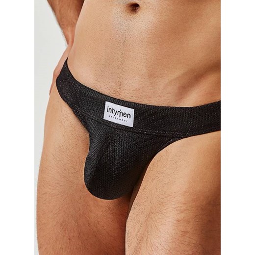 JOCKSTRAP MĘSKI INTYMEN - INE028 MESH JOCK BLACK Intymen XL meskiegacie.pl
