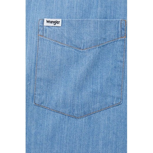 Wrangler koszula jeansowa męska kolor niebieski regular z kołnierzykiem Wrangler M ANSWEAR.com