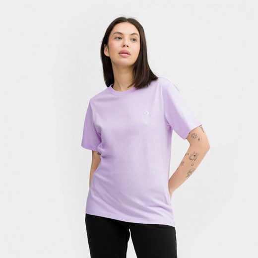 T-shirt męski Converse fioletowy bawełniany 