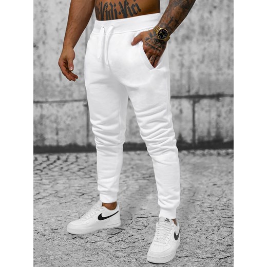 Spodnie dresowe męskie białe OZONEE JS/XW01Z ze sklepu ozonee.pl w kategorii Spodnie męskie - zdjęcie 156155523