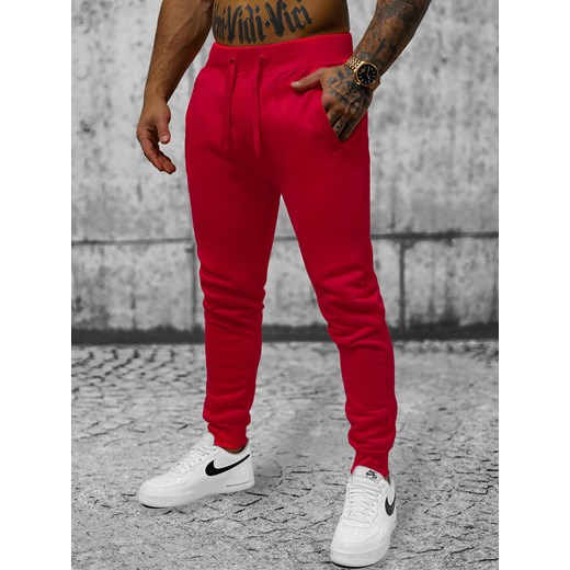 Spodnie dresowe męskie ciemno-czerwone OZONEE JS/XW01/59Z ze sklepu ozonee.pl w kategorii Spodnie męskie - zdjęcie 156166970