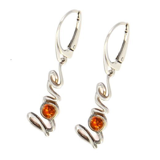 Kolczyki "Love" z koniakowym bursztynem Ambertic Ambertic.pl