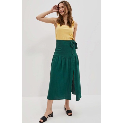 Rozkoloszowana spódnica z wiązaniem w kolorze zielonym 4022, Kolor zielony, Rozmiar XS, Moodo ze sklepu Primodo w kategorii Spódnice - zdjęcie 156197292