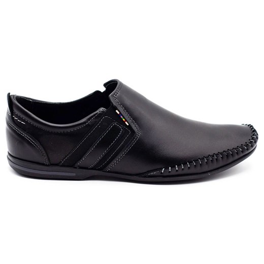 KOMODO Skórzane buty męskie 711 czarne ze sklepu ButyModne.pl w kategorii Mokasyny męskie - zdjęcie 156210372