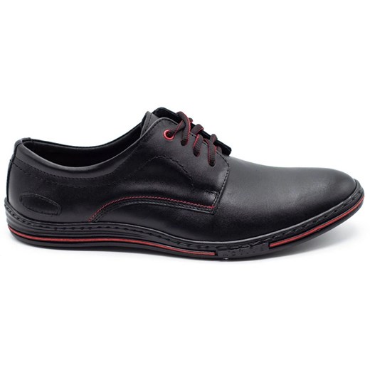 Lukas Skórzane buty męskie 295LU czarne z czerwonym czerwone ze sklepu ButyModne.pl w kategorii Buty eleganckie męskie - zdjęcie 156210724